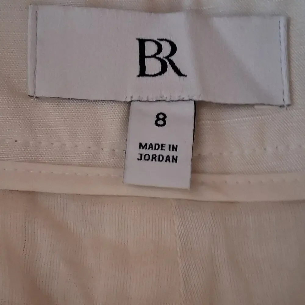 Banana Republic Pleated High Waist Wide Leg Linen Lyocell Pants Sz 8 Cream